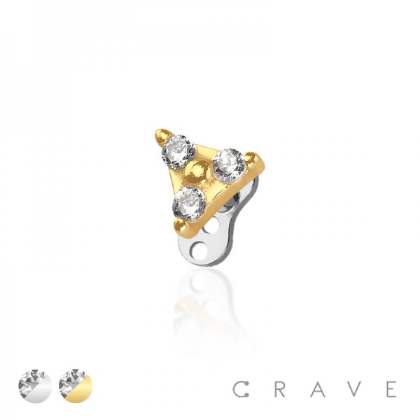 MULTI CZ TRIANGLE TOP AND BASE 316L SURGICAL STEEL DERMAL SET 